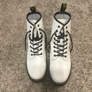 Dr Martens Smooth Leather Lace Up Boots, women’s size  8, color is white.